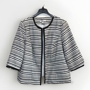 Danillo Women's Plus Sz 20W Blazer Jacket Black White Lined Button Up Striped